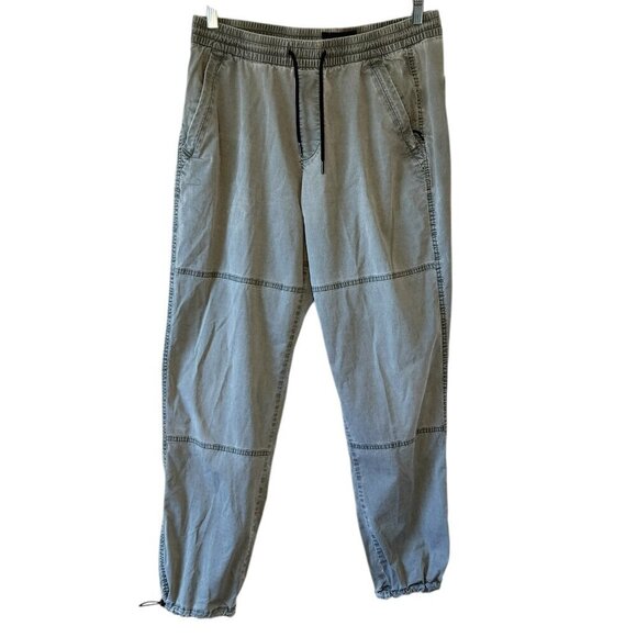 Abercrombie & Fitch Stretch Canvas Jogger Light Wash Khaki Green Zip Pockets  L - Picture 1 of 9